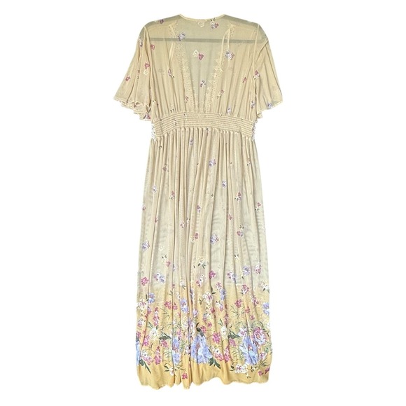 LIFE Love‎ Is For Eternity Kimono Dress Womens XL Yellow Floral Boho Lace Cover - Picture 9 of 9